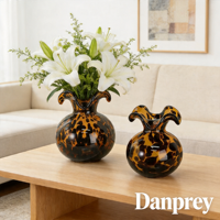 Vase en verre vintage à imprimé écaille de tortue et léopard, vases décoratifs pour la décoration de la maison et du salon