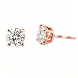 Vente en gros de boucles d'oreilles en or blanc 18 carats avec diamants cultivés en laboratoire pour femmes, bijoux fins personnalisés, design tendance - Product Image 3