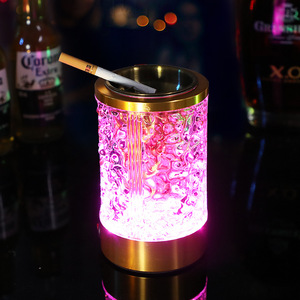 Cenicero iluminado recargable por USB, luz cálida, redondo, de aleación de aluminio, para bares, KTV, restaurantes - Product Image 2