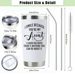 20ออนซ์ฉันยิ้มคุณเป็นป้า<span class=keywords><strong>ของ</strong></span>ฉันแก้วถ้วยกระติกน้ําร้อนที่สมบูรณ์แบบวันเกิดของขวัญวันแม่ป้า<span class=keywords><strong>หลาน</strong></span>ชายหลานสาวแก้วกาแฟ - Product Image 2