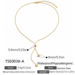 penzolante acciaio inox placcato oro Multi Mini <span class=keywords><strong>stella</strong></span> rotonda zircone girocollo regolabile Lariat <span class=keywords><strong>stella</strong></span> <span class=keywords><strong>nord</strong></span> ciondolo collana - Product Image 5