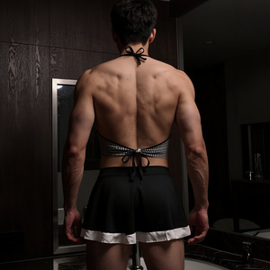 Abstinence-themed male servant uniform <b>set</b>, men's sexy lingerie, role-playing, plus size, flirting. - Product Image 2