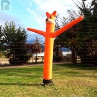 Modèle publicitaire géant gonflable de renard agitant la patte de 3m ou 4m avec logo personnalisé, en tissu Oxford et ventilateur intégré