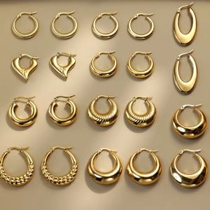 Pendientes de Aro Gruesos Personalizados al por Mayor para Mujer, de Acero Inoxidable con Baño de Oro de 18k, Resistentes al Agua y al Deslustre - Product Image 6