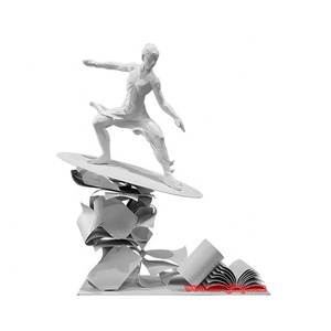 Estatua de deportista extremo, diseño abstracto Popular para decoración de paisaje de calle, abstractos, estatua de esquiador de fibra de vidrio, artesanías de resina - Product Image 1