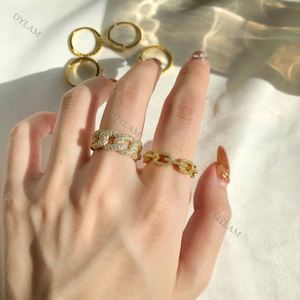 Dylam High Quality Minimalistic Vintage <b>Dainty</b> Simple 18K Golden Gift Double Wear Popular Accessories Jewelry CZ 5A <b>Rings</b> S925 - Product Image 4