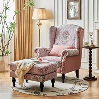 Fauteuil de salon rose à siège unique en tissu écologique de style vintage américain, fabriqué sur mesure à l'usine de Foshan, pour hôtel ou usage domestique