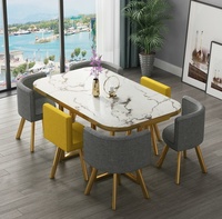Ensemble de table de réception rectangulaire pour grossistes, 1 table et 6 chaises en cuir artificiel pour la maison, le restaurant, l'hôtel, le salon