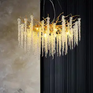 Lustre de cristal de luxo moderno personalizado, lustre para casa, sala de estar, quarto, luminária de ouro