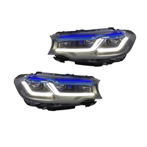 Nouvel ensemble de phares de haute qualité pour BMW Série 5 G38 18-20 G30 M5, version Thunder, double sourcil LED bleu 8000K, couleur tempérée - Product Image 4