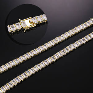 <span class=keywords><strong>Bijoux</strong></span> <span class=keywords><strong>d</strong></span>'<span class=keywords><strong>histoire</strong></span> de la mode CM collier de tennis en diamant plaqué <span class=keywords><strong>or</strong></span> 14 carats personnalisé Cadena De Tenis 5A chaînes baguette en zircone pour femmes - Product Image 5