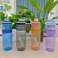 Bouteille d'eau sport en plastique transparent à large ouverture de 750 ml, sans BPA, qualité alimentaire, couleurs et motifs personnalisés disponibles