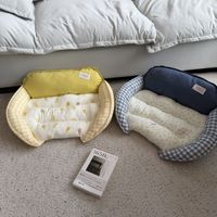 Lit pour animaux de compagnie imprimé mignon, canapé-lit pour animaux de compagnie, doux et confortable, avec appui-tête, lavable, pour animaux de compagnie de petite et moyenne taille