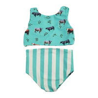 Ropa de playa personalizada OEM de verano con estampado de estilo occidental para niños, ropa de baño de una pieza con volantes para niñas, ropa de baño de Boutique