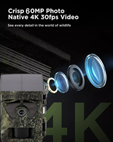 Nouvelle Caméra de Surveillance Intégrée Solaire 4K 60MP avec Connexion Vidéo et Contrôle via Application WiFi, Caméra de Chasse et de Surveillance IP67 pour le Camping et la Chasse Sauvage