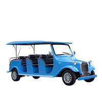 12-Sitzer Elektrisches Sightseeing-Auto Vintage Vierrad-Freizeitfahrzeug Himmelblau Touristenfahrzeug