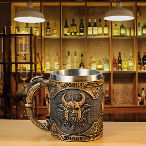 Taza <span class=keywords><strong>de</strong></span> Diseño Creativo Vikingo WJA03, Jarra Nórdica Vikinga, Jarra para Beber Cerveza <span class=keywords><strong>de</strong></span> Thor, Taza Vikinga <span class=keywords><strong>de</strong></span> Mito Noruego <span class=keywords><strong>de</strong></span> Odín - Product Image 2