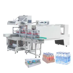 High Speed Automatic Pe Film Heat Shrink Tunnel Packing Water Bottle Wrapping Shrink Sleeve Cutting Packaging Machines