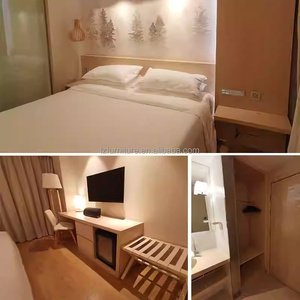 Modern Bedroom Sets Wood King Bed Frame With Headbaod Nightstand <b>Wardrobe</b> & Side Table For 3 Star Hotel Room Furnishing Projects - Product Image 2