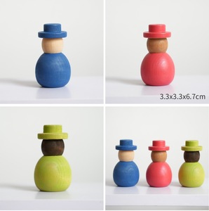 <span class=keywords><strong>Grapat</strong></span> 12 pièces Ensemble de poupées en bois colorées arc-en-ciel Ensemble de jouets de construction pour enfants - Product Image 2