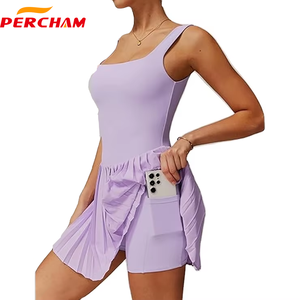 2025 été jupe plissée séchage rapide robe de Tennis avec poche pour téléphone événements athlétiques Tennis vêtements de sport pour femmes - Product Image 4