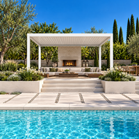 Pergola bioclimatique motorisée en aluminium sur mesure, toit à lames orientables imperméable, éclairage LED, drainage, commande manuelle pour villa