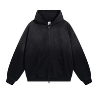 Sweat à capuche oversize en coton style américain pour homme, coupe ample, avec fermeture éclair, dégradé de couleurs, veste anti-boulochage haut de gamme ODM