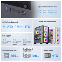 Boîtier PC de bureau IceMan CS084PRO ATX Mid-Tower avec refroidissement liquide 240 mm, panneau latéral en verre trempé, design vue sur la mer orienté gaming, USB