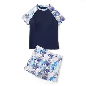 Supplier Summer Custom Pattern Design Cute Baby Boy Kids Two Piece Short Sleeve Swimwear For Kids