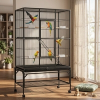 Cage à oiseaux haute avec échelle d'escalade intégrée, support à roulettes avec étagère de rangement, excellent choix pour les agapornis et les conures