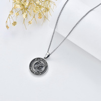Bijoux religieux Collier pendentif creux Saint Michel oxydé en argent sterling 925 pour hommes