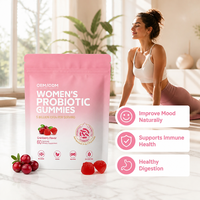 Gummies pour femmes OEM ODM aux enzymes digestives et probiotiques pour le soutien de l'équilibre du pH, les soins féminins, le bien-être quotidien et le soutien digestif
