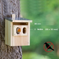 Nichoir en bois écologique avec nichoir en métal à motif solide pour Robin Pet Cage Style pour oiseaux vivants
