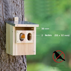 Eco-Friendly <strong>Wooden</strong> <strong>Bird</strong> House with Solid Pattern Metal Roof Nesting Box for Robin Pet <strong>Cage</strong> <strong>Style</strong> for Living <strong>Birds</strong> - Product Image 2