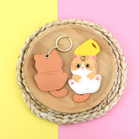 Set Kartu Akses Cat Access Card Warna Cerah Lucu Tiga Bunga Oranye Kulit PU Ramah Lingkungan Gantungan Kunci Cocok untuk Pelacak Hadiah Kreatif
