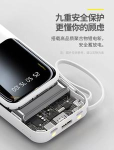 แบตเตอรี่สำรองพกพาขนาดเล็ก 20000mAh พร้อมหน้าจอ LED ที่ชาร์จโทรศัพท์มือถือในตัว สาย USB ชุดแบตเตอรี่สำหรับเดินทาง - Product Image 5