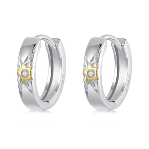 Orecchini a cerchio celeste in argento 925 e oro Sterling gioielli da festa a forma di stella per donne romantico <span class=keywords><strong>notte</strong></span> <span class=keywords><strong>cielo</strong></span> raffinato regalo SCE1844 - Product Image 1