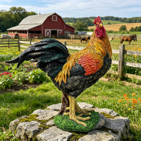 Dekorative Hahnenfigur aus Kunstharz, handbemalt im realistischen Stil, perfekte Geflügel-Dekoration, Hahn-Deko