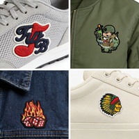 Badges de vêtements écologiques personnalisés, patchs en chenille avec broderies de motifs floraux et de cœurs, couleurs de logo personnalisées, marque tissée