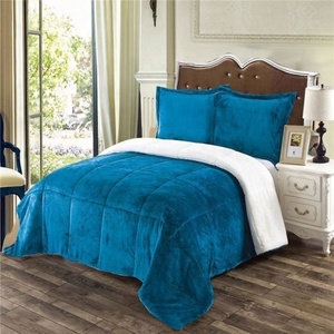 Quilt Bộ Mền Bán Buôn Chăn Bedsheet Mùa Đông Flannel Lông Cừu Vải Chắp Vá Bộ Đồ Giường Vua Tấm Và <span class=keywords><strong>Comforter</strong></span> Trải Giường - Product Image 3