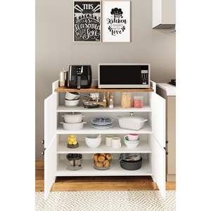 Armario de Almacenamiento Multiusos Blanco de 4 Puertas, Organizador de Archivos para Oficina en Casa con Zapatero y Rincón para Café - Product Image 3