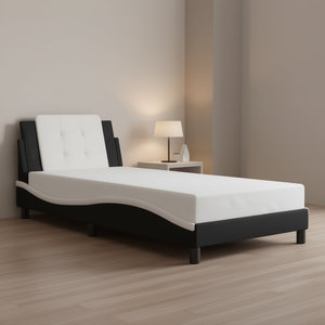 Letto Moderno Imbottito con Struttura in Legno e Rivestimento in Ecopelle Bianca, Design Morbido - Product Image 2