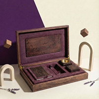 Coffret Cadeau Diffuseur d'Arômes en Velours Violet, Coffret Organisateur de Bâtonnets d'Encens en Bois de Luxe, Boîte d'Emballage pour Huiles Parfumées