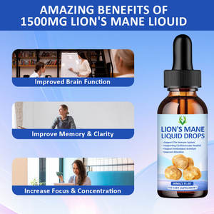 OEM ODM Gouttes liquides organiques de champignons crinière de lion 1500mg d'antioxydant pour augmenter la concentration et la mémoire pour adultes Complément alimentaire - Product Image 5
