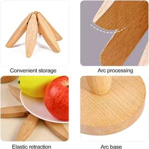3PCS <b>Tree</b> Design Stand Wooden Decorative Anti Scald Heat Resistant Table Mat Wood Placemats <b>Pot</b> - Product Image 5