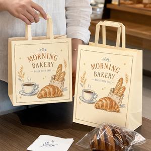 Sacs en papier personnalisés écologiques pour boulangerie avec poignées plates, pour pain, croissants, café, emballages alimentaires à emporter, vente en gros - Product Image 4