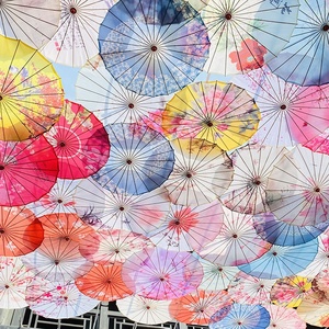 Parapluie chinois décoration de mariage parapluie de danse en bambou japonais Art déco Parasol Art parapluie tissu chinois Parasol - Product Image 6