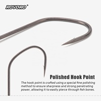 ROVORO Tackle 9015 #   Hameçon forgé ultra-léger pour drop shot et flipping, revêtement PTFE, pour la pêche au bar, aux éperons marins et aux leurres.