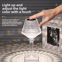 Lampe de table créative moderne en cristal à LED pour verre à vin Veilleuse ambiante rechargeable pour chambre à coucher Lampes de table décoratives de chevet