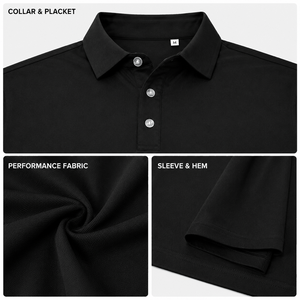 Camiseta de Polo de Golf Negra para Hombre, Manga Corta, Ropa Deportiva de Alto Rendimiento, Secado Rápido, Transpirable, Elástica, Informal, para Exteriores, Disponible en Stock - Product Image 2